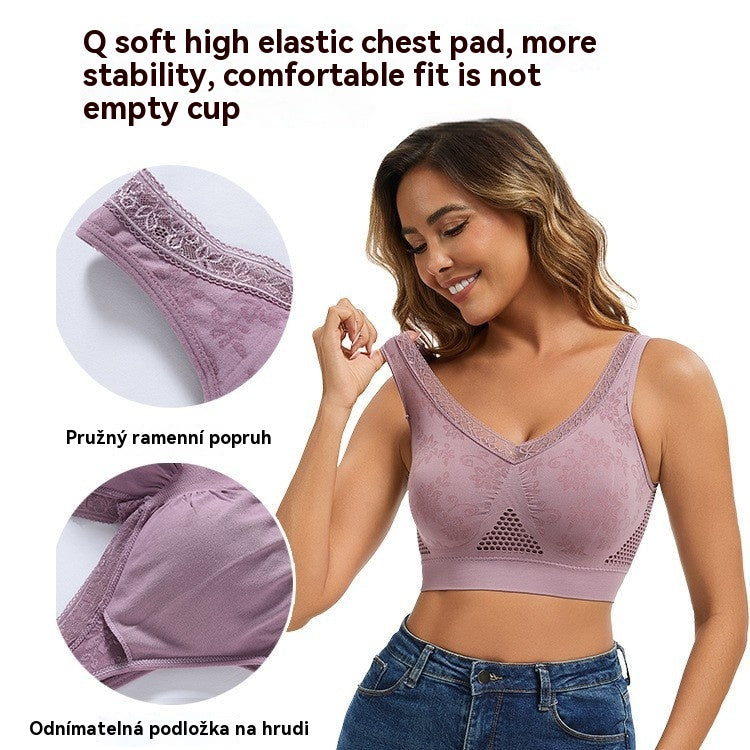 😍❤️40-120 kg✨ Čipkovaná podprsenka bez kostíc, vysoká opora, špeciálne navrhnutá pre ženy